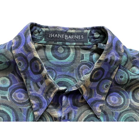 Vintage Jhane Barnes Mens Shirt Large Hong Kong Geometric Club Rave - Picture 3 of 6